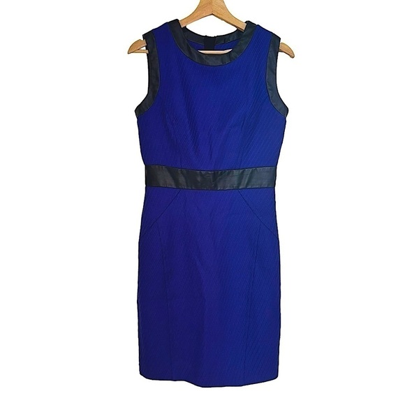 Milly of New York Dresses & Skirts - Milly of New York Indigo 100% Wool Dress with Faux Leather Detail